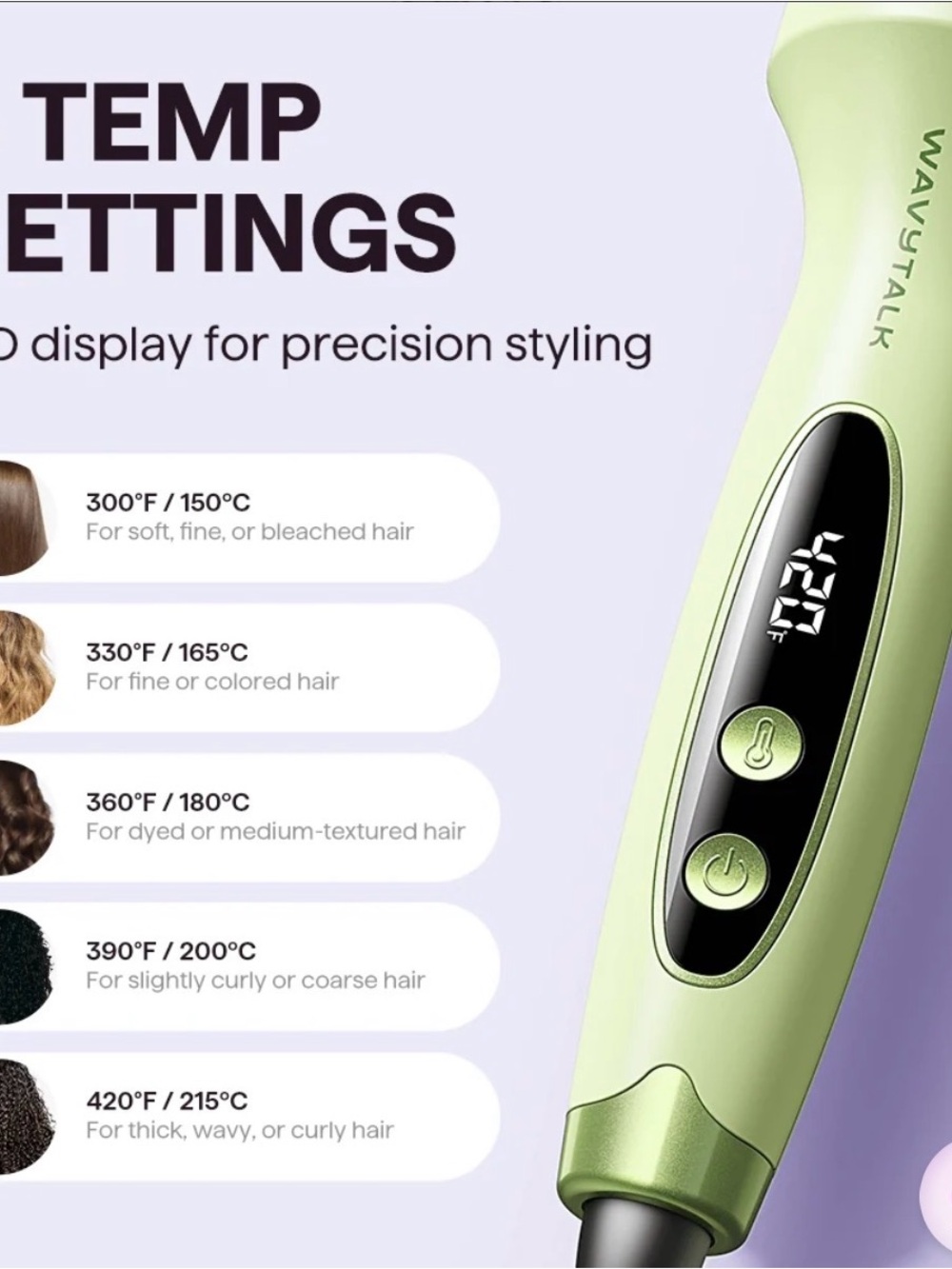 Wavytalk 1.5” Lime Green Hot Air Styling Brush with Ionic Technology - Picture 4 of 8
